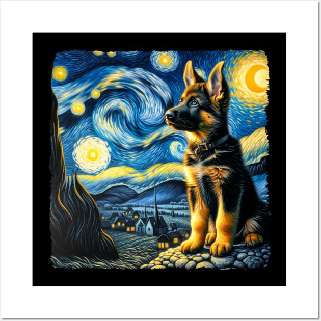 Starry German Shepherd Dog Portrait - Dog Portrait Wall Art by starry_night